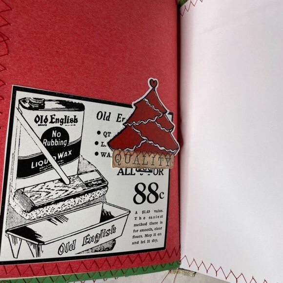 Christmas Junk Journal  With Charm u Washi  Fabric Wrap Tons Ephemera Handmade C - Picture 11 of 16